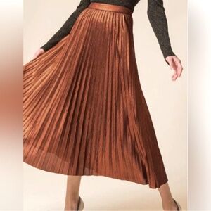 New York and company bronze pleated maxi skirt